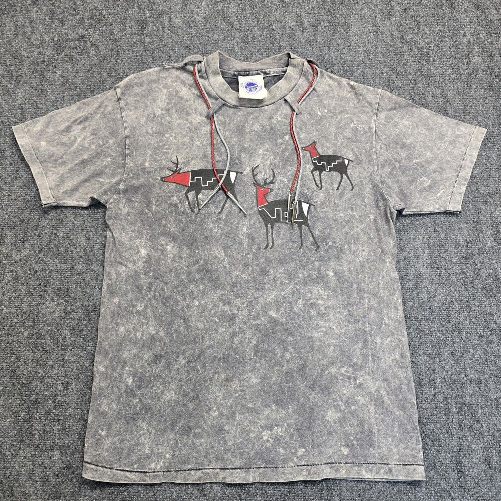 Vintage Buffalo Billie's Native Tribal Deer Stonewash Single Stitch T Shirt Sz L